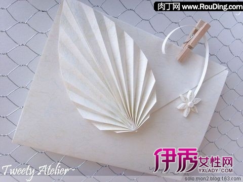 带叶子的漂亮纸折信封的制作方法_创意DIV_创