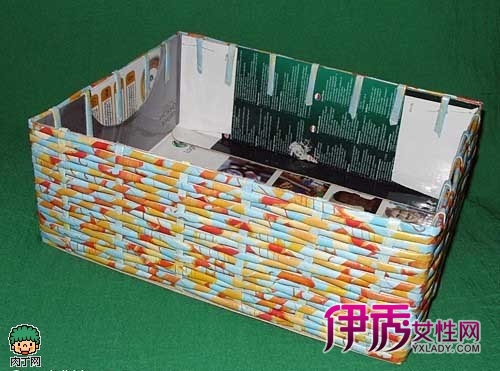 DIY挂历纸、杂志纸编花篮视频及图解_创意DIV