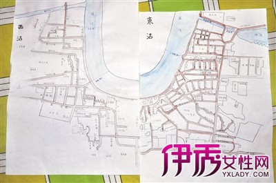 老人制作老街道黑白手绘赠博物馆 手绘地图还原大沽"街景"