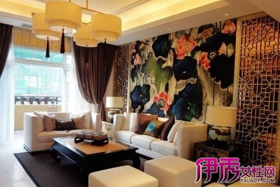 中式风格沙发背景墙效果图
