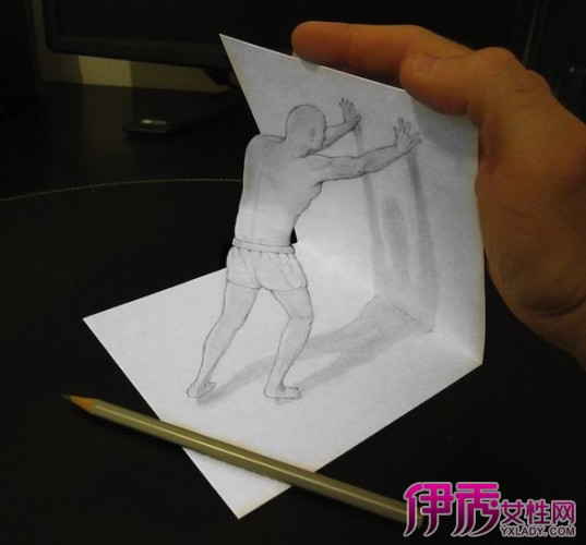 3d铅笔画,即用铅笔在素描纸上或者速写本绘制出具有立体效果的绘画