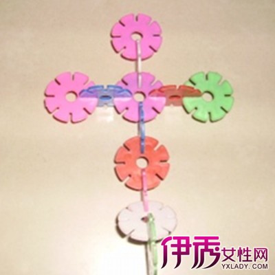 雪花片拼图图案步骤高清图片