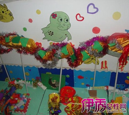 幼儿园油桶制作舞龙图片
