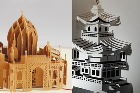 纸箱制作古建筑模型图片